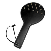 Leather metallic-spikes accessories paddle double-layer handle-loop short-spikes spike-studs spike spikes spiked scratch marking rigid smooth-side fetish fashion alt-fashion alternative bedroom dungeon bdsm bdsm-toys bdsm-gear kink kinky kinky-play kinky-toys impact impact-toys impact-play extreme spanking pain discipline holiday-gifts gifts adult-toys unisex black