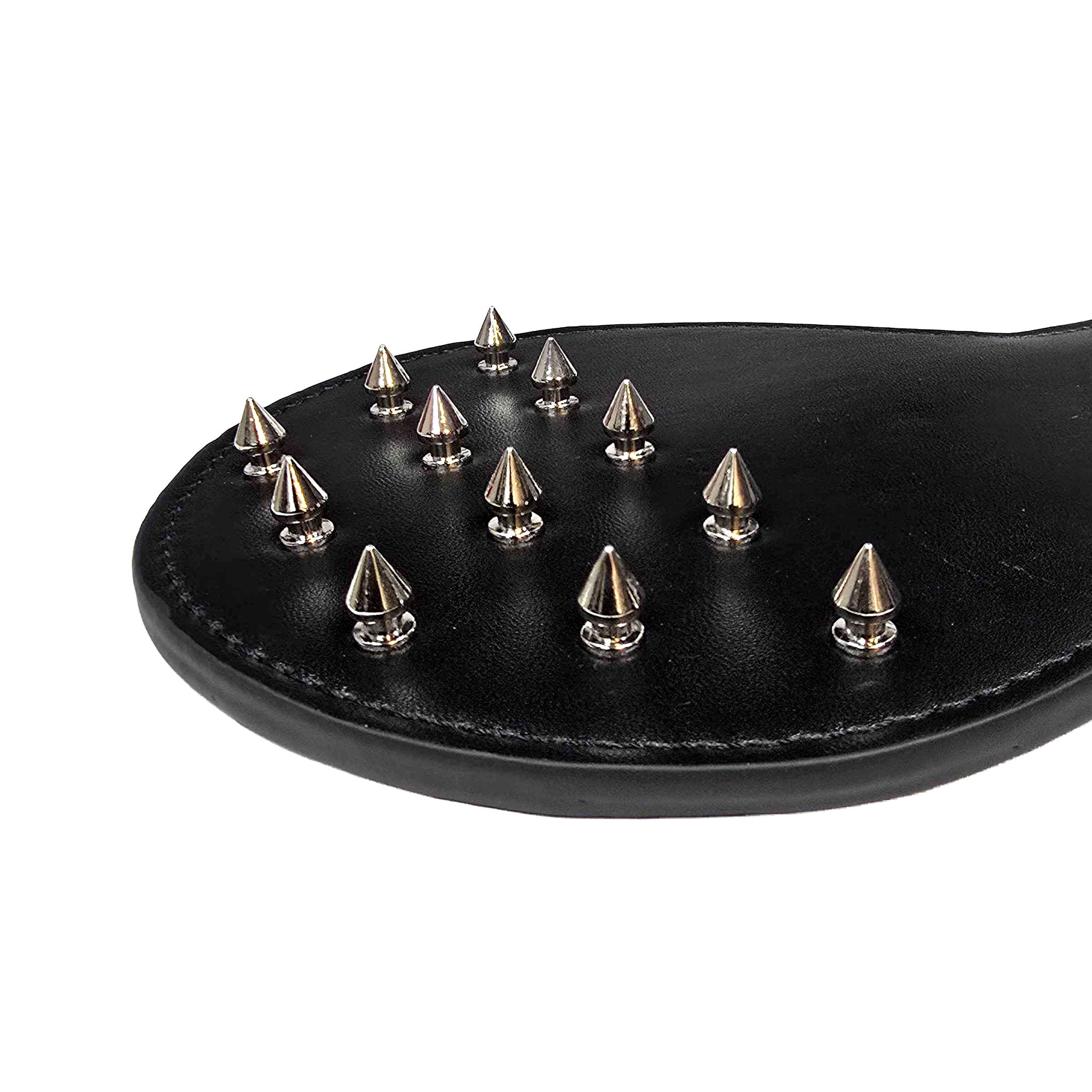 Leather metallic-spikes accessories paddle double-layer handle-loop short-spikes spike-studs spike spikes spiked scratch marking rigid smooth-side fetish fashion alt-fashion alternative bedroom dungeon bdsm bdsm-toys bdsm-gear kink kinky kinky-play kinky-toys impact impact-toys impact-play extreme spanking pain discipline holiday-gifts gifts adult-toys unisex black