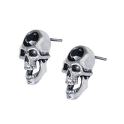 Pewter crystal austrian-crystal accessories jewelry earrings earring-studs skull screaming-skull open-jaw spooky discreet fashion alt-fashion punk goth gothic gothic-doll witch dark-fashion gifts costume cosplay halloween unisex silver black