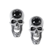 Pewter crystal austrian-crystal accessories jewelry earrings earring-studs skull screaming-skull open-jaw spooky discreet fashion alt-fashion punk goth gothic gothic-doll witch dark-fashion gifts costume cosplay halloween unisex silver black