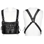 Doomsday Nylon Harness Body Bag – Gray & Black – Fetish harness design, functional storage, BDSM accessories, and alternative style bag