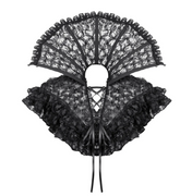 Lace Stand-up Evil Queen Collar Capelet | Gothic lace cape with stand-up collar | Victorian lace capelet with ruffles | Black lace cape for gothic fashion | Lace-up closure gothic cape