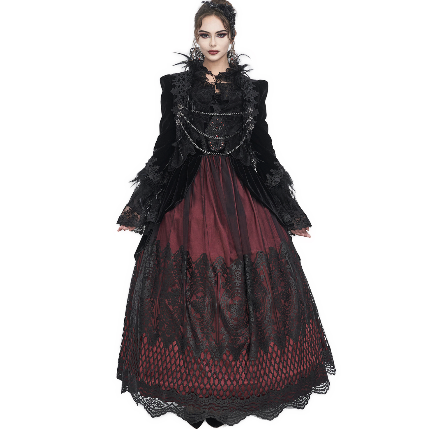 Velvet Crop Jacket with Lace Bell Sleeves