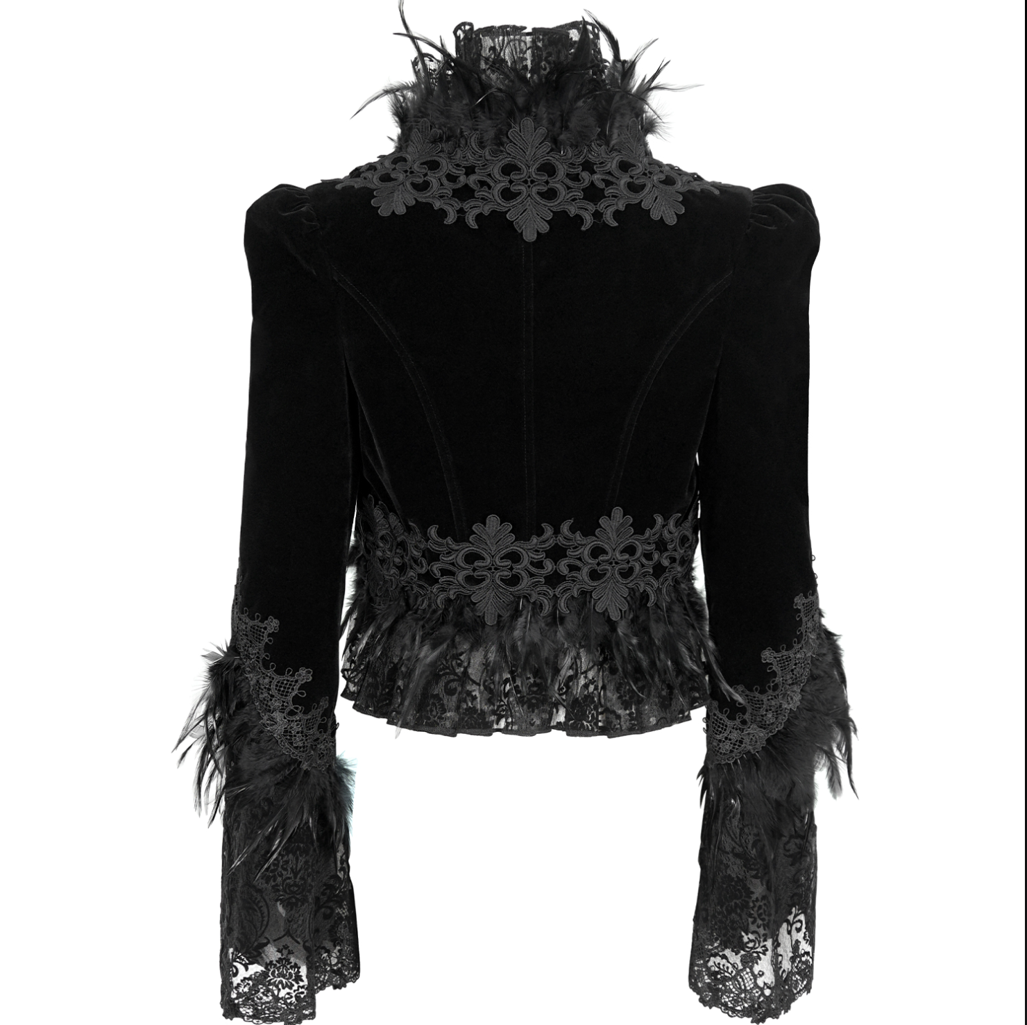 Velvet Crop Jacket with Lace Bell Sleeves