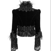 Velvet Crop Jacket with Lace Bell Sleeves