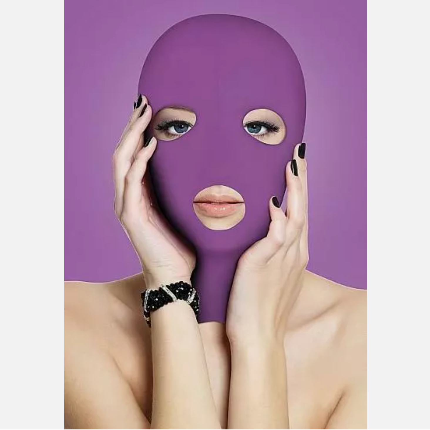 purple spandex hood 3-hole open mouth eye mask breathable stretch