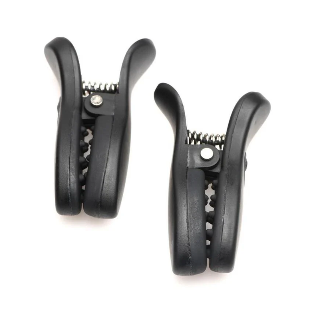 Dark grip vibrating nipple clamps black, BDSM nipple toys, vibrating clamps