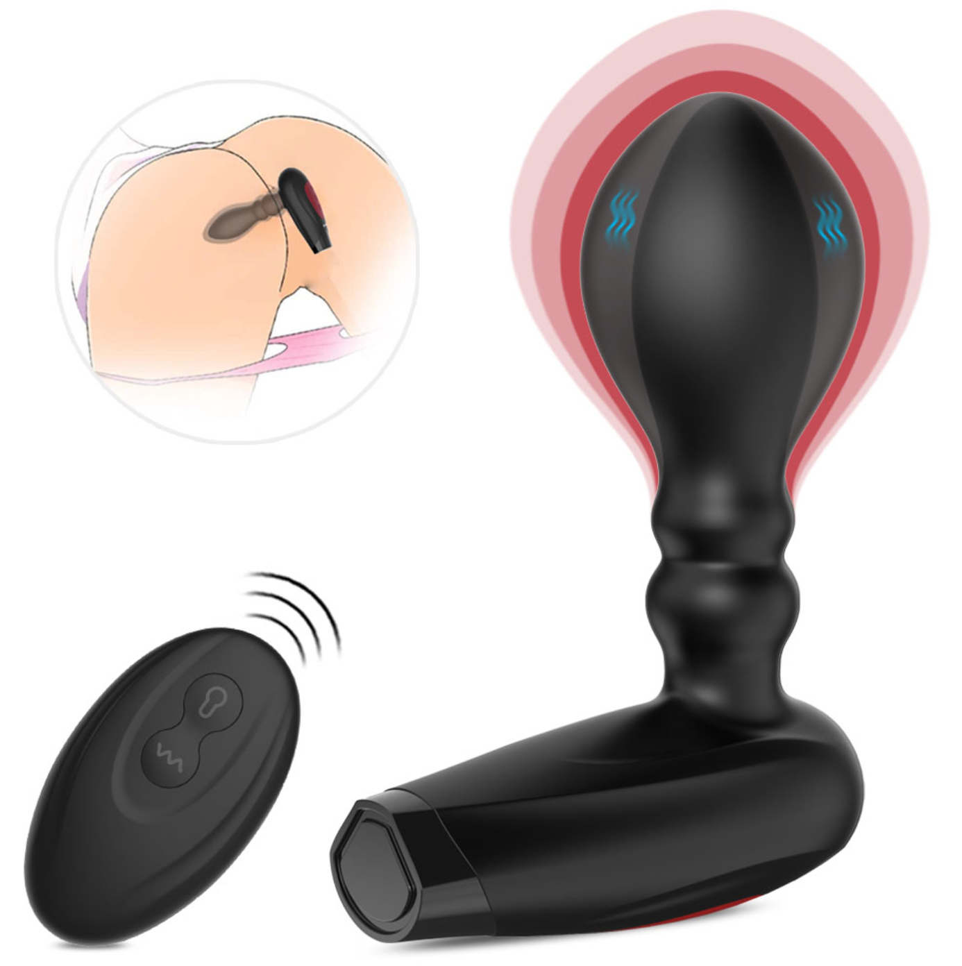 Expandable butt plug black, remote controlled butt plug, kink sex toy