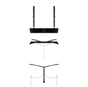 Evangeline Satin & Chain Bra Garter and G String Set