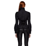 Ruffled Mesh Panels Embroidered Gothic Leggings Pants – Sheer mesh panels, intricate embroidery, and ruffled details – Fetish fashion, alternative style leggings for women