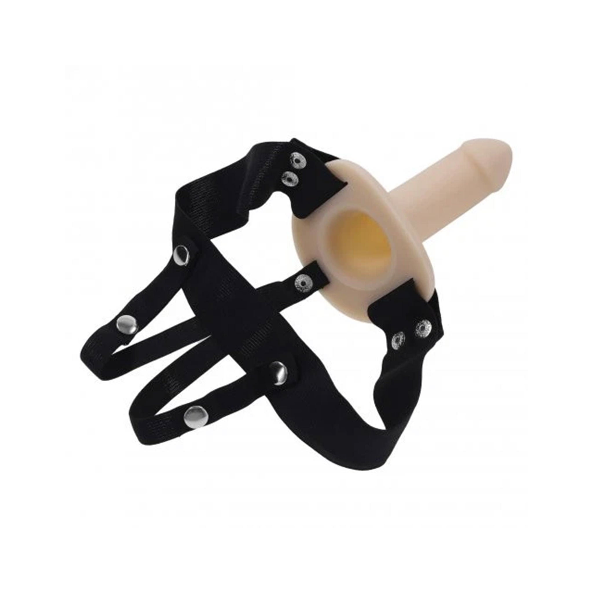 Silicone propylene-elastane nickel-plated iron strap-on strapon dildo dong hollow extender phallus phallic phallic-shaped simple harness tapered-crown flared-base silky smooth removable stretchy adjustable snap-button press-stud wearable beginners gender-affirming kink kinky bdsm bondage bdsm-gear adult-toys vanilla