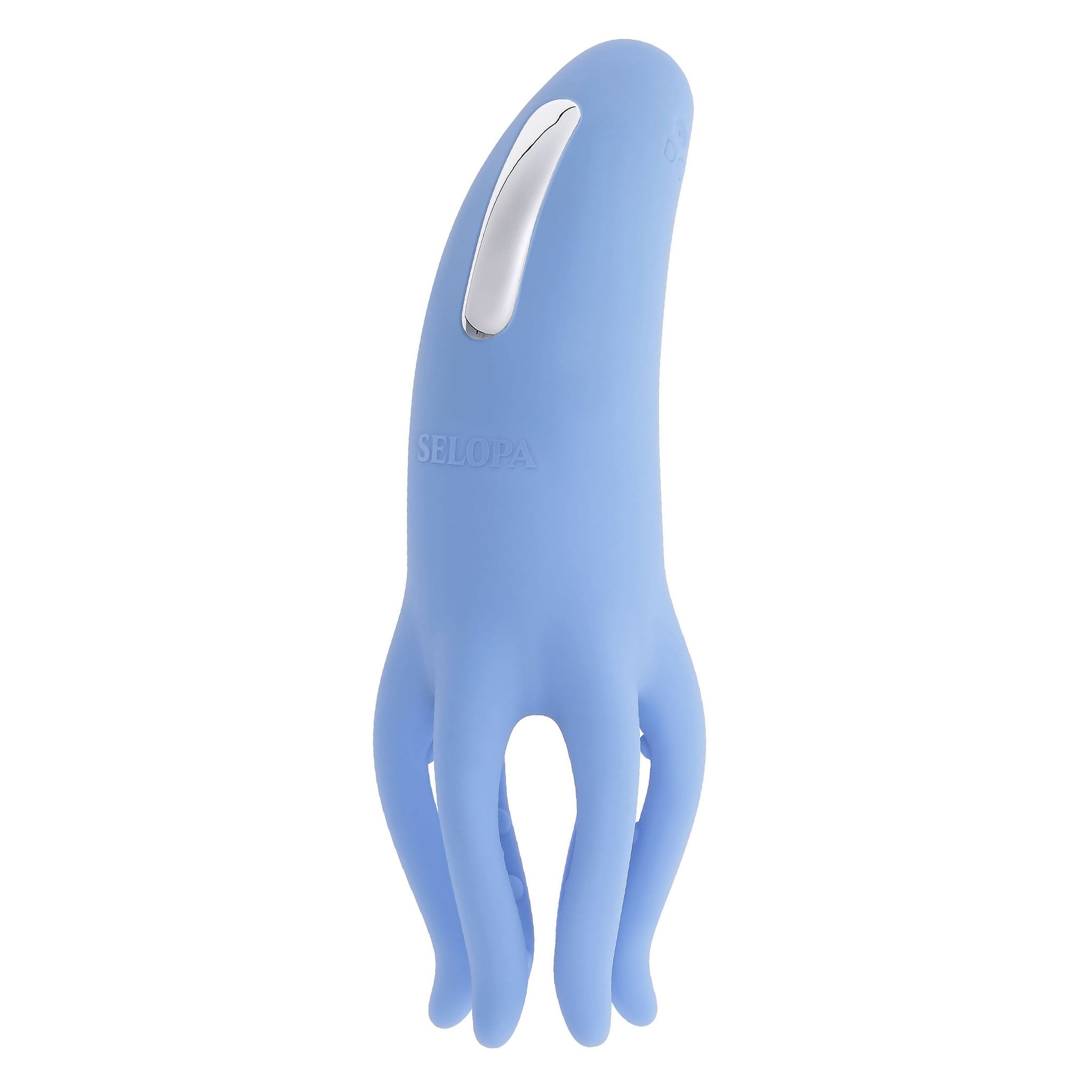 Silicone ABS-plastic vibration vibrator vibe clit clitoral clitoris stim stimulator stimulation stimulating cephalopod squid squid-shaped octopus floppy tentacle textured nubby tickler teasing ergonomic curved-handle compact-size animal-play usb-rechargeable waterproof adult-toys blue