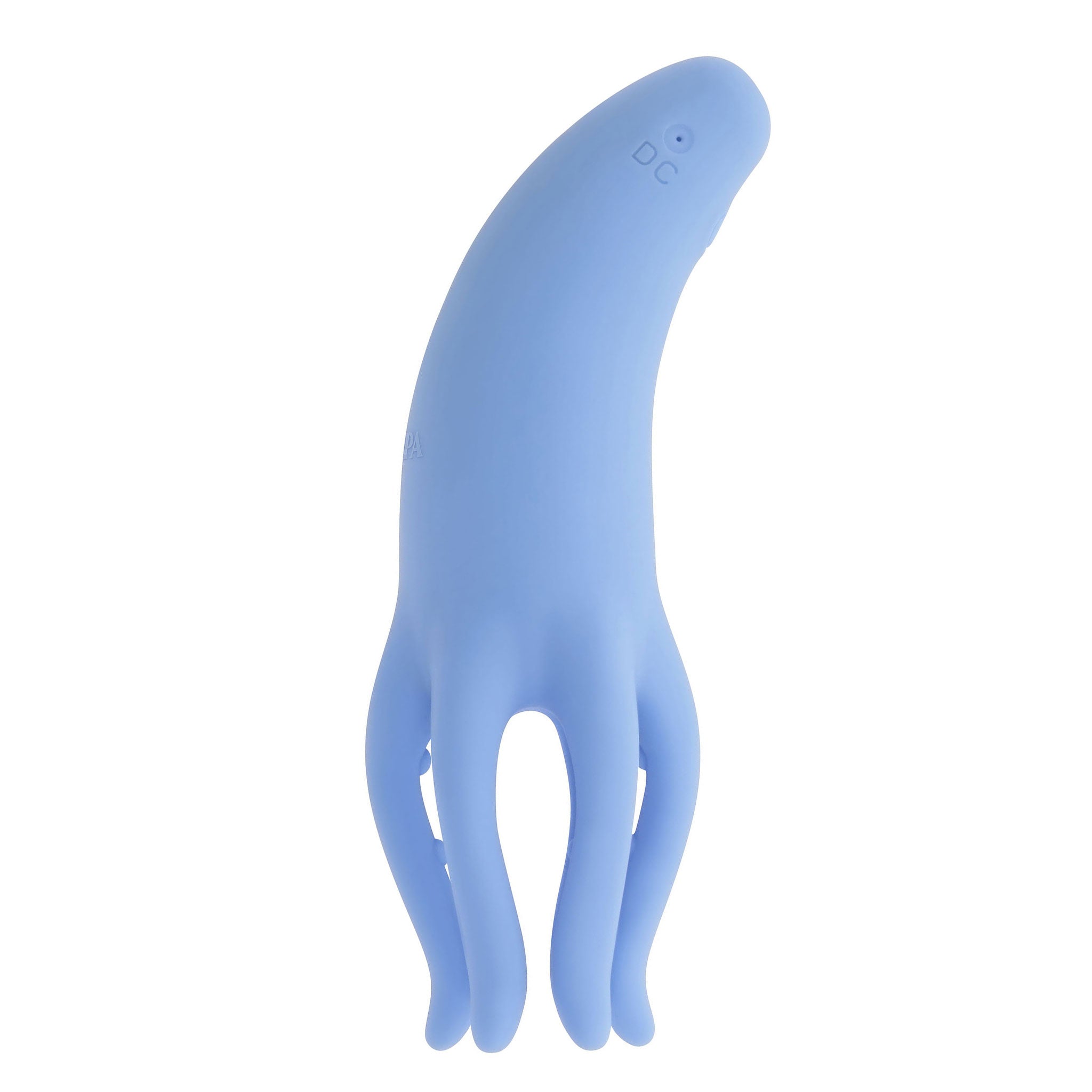 Silicone ABS-plastic vibration vibrator vibe clit clitoral clitoris stim stimulator stimulation stimulating cephalopod squid squid-shaped octopus floppy tentacle textured nubby tickler teasing ergonomic curved-handle compact-size animal-play usb-rechargeable waterproof adult-toys blue