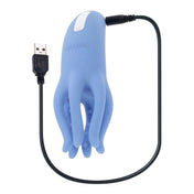 Silicone ABS-plastic vibration vibrator vibe clit clitoral clitoris stim stimulator stimulation stimulating cephalopod squid squid-shaped octopus floppy tentacle textured nubby tickler teasing ergonomic curved-handle compact-size animal-play usb-rechargeable waterproof adult-toys blue