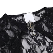 Polyester elastane lace sheer see-through see-thru acrylic apparel accessories top bolero long-sleeve sleeves sleeved bell-sleeve bat-wing batwing-sleeve scalloped gem-brooch brooch-pin sexy elegant breathable lightweight comfortable sophisticated stylish dramatic fetish fashion alt-fashion alternative goth gothic festival renfaire renaissance fantasy costume cosplay halloween halloween-accessories halloween-costumes vampire female femme feminine womens black