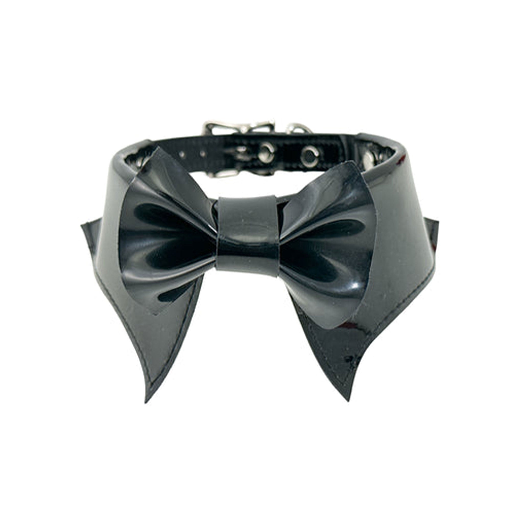 Leather collar choker shirt shirt-collar lapels bow tie bow-tie built-in integrated adjustable buckle birthday suit birthday-suit fetish-fashion sexy alt-fashion accessories patent shiny glossy