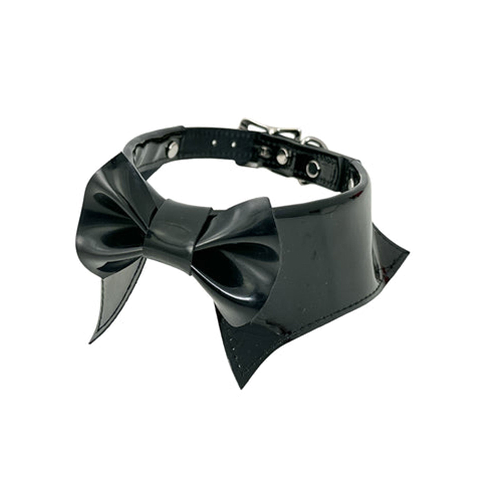 Leather collar choker shirt shirt-collar lapels bow tie bow-tie built-in integrated adjustable buckle birthday suit birthday-suit fetish-fashion sexy alt-fashion accessories patent shiny glossy