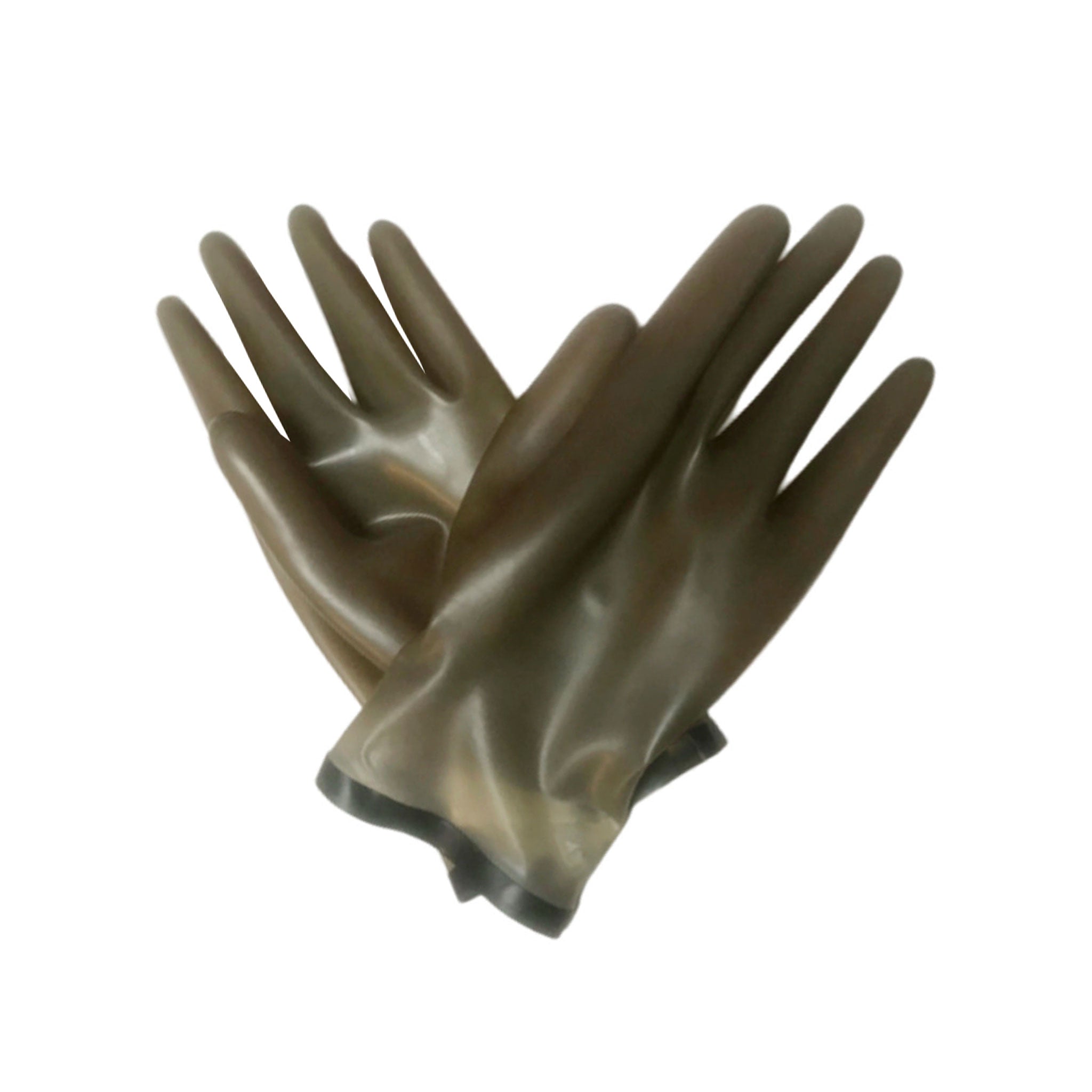 Latex molded moulded rubber gloves contrast trim female femme feminine women bdsm-gear fetish fashion alt-fashion accessories smoke transparent black