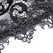 Sheer lace top bolero jacket cardigan cape ruffles ruffled long-sleeve bell-sleeve trumpet-sleeve flare-sleeve flare bell long trumpet sleeve puff puffed puffy  shoulder shoulders sleeved lace-up high collar dramatic vintage goth gothic loli lolita cosplay costume halloween black