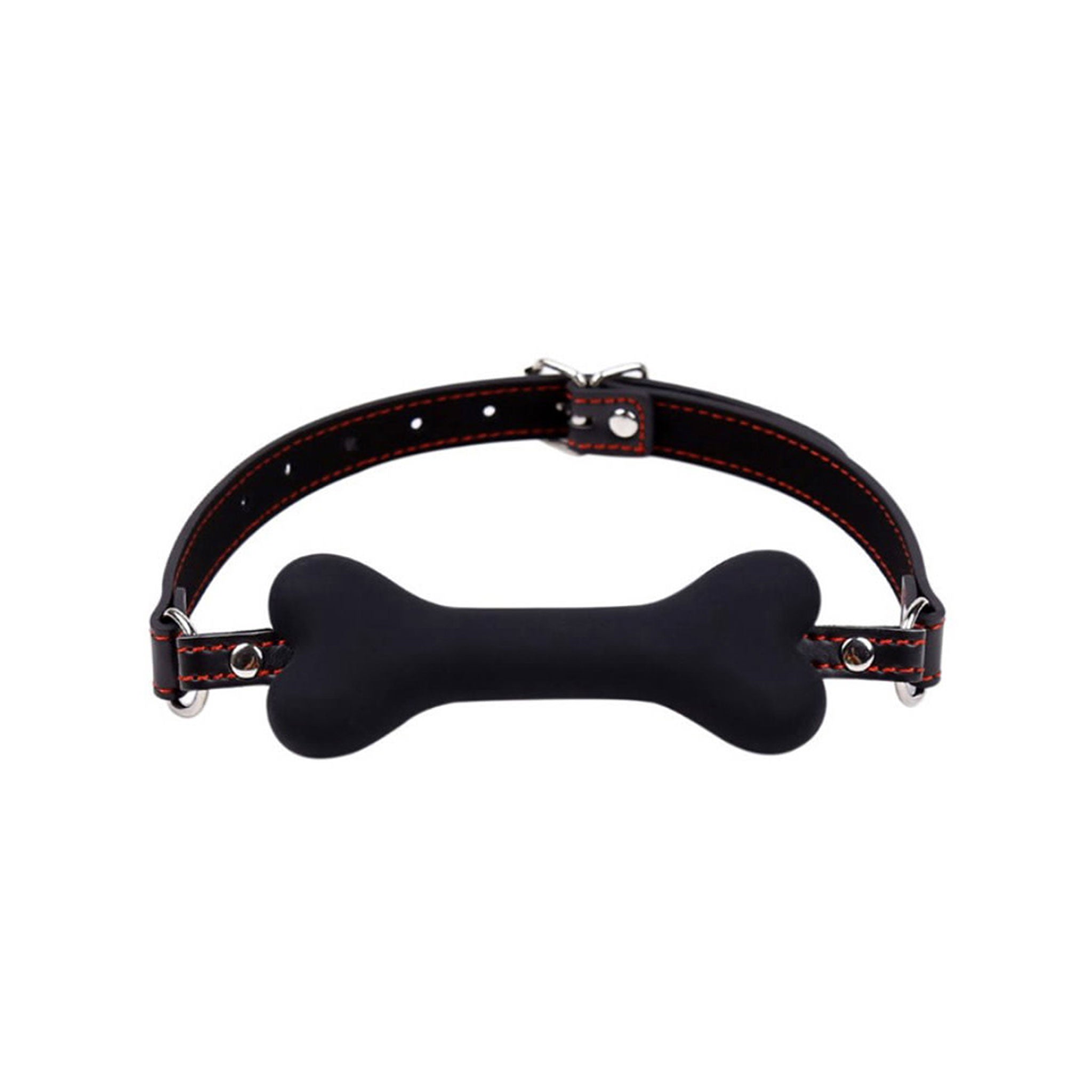 Silicone leather faux-leather accessories restraints gag mouth-gag bone-shape bone dog-bone adjustable buckle locking lockable comfortable fun fetish fashion alt-fashion alternative bedroom dungeon festival festivalwear bondage bdsm bdsm-gear bdsm-toys kink kinky kinky-play kinky-toys pet pet-play pet-training pup puppy-play dog puppy animals costume cosplay halloween adult-toys unisex black red-stitching