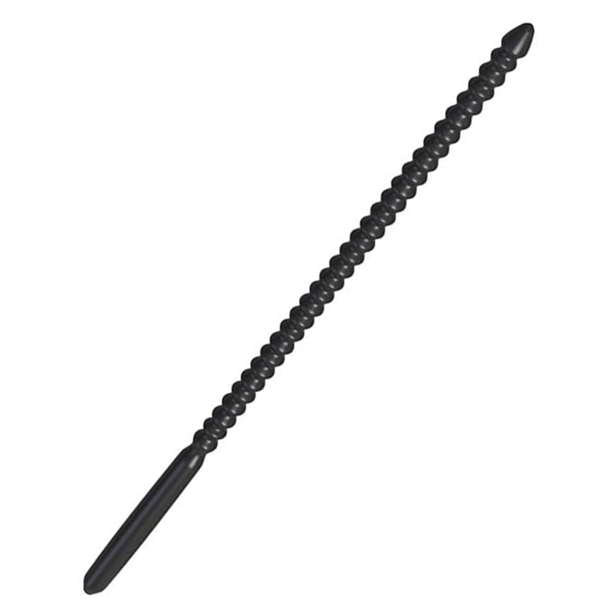 Silicone body-safe accessories insertable insertion plug penis-plug urethral-plug urethra cock-and-ball cnb cbt beaded graduated-beads beaded-shaft beaded-plug sounding-rod stim stimulating stimulation tapered-tip rhythmic-pleasure flexible long beginner-friendly comfortable smooth bondage bdsm bdsm-toys kink kinky kinky-toys kinky-play adult-toys male masculine masc mens guys dudes black