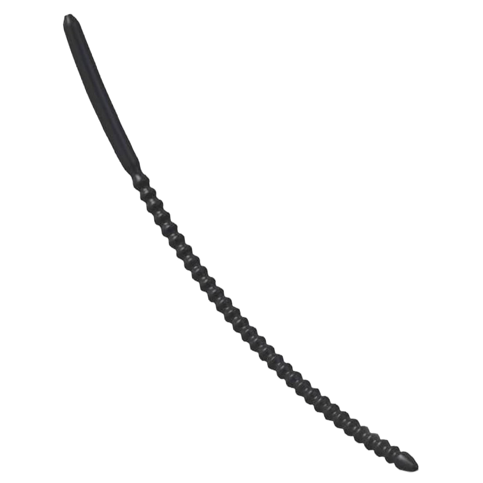 Silicone body-safe accessories insertable insertion plug penis-plug urethral-plug urethra cock-and-ball cnb cbt beaded graduated-beads beaded-shaft beaded-plug sounding-rod stim stimulating stimulation tapered-tip rhythmic-pleasure flexible long beginner-friendly comfortable smooth bondage bdsm bdsm-toys kink kinky kinky-toys kinky-play adult-toys male masculine masc mens guys dudes black