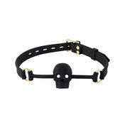 Silicone platinum-cured accessories restraint gag mouth-gag lockable locking adjustable buckle skull-shaped skull skull-gag breathable O-ring body-safe latex-free phthalate-free odorless tasteless comfortable stretchy fetish fashion alt-fashion bondage bdsm bdsm-toys kink kinky kinky-toys restraint silence be-mine adult-toys black