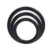 Silicone phthalate-free waterproof cock cockring cock-ring ring cock&ball cnb c&b cock-and-ball nonvibe nonvibrating non-vibe non-vibrating three-pack three-piece 3pk 3pack 3-pk 3-pak 3-pack 3pc 3-pc 3-piece enhancer stamina prolonging prolong durable versatile multi-purpose stretchy comfortable snug secure support performance bdsm bondage sensory sensation adult-toys male masculine masc black