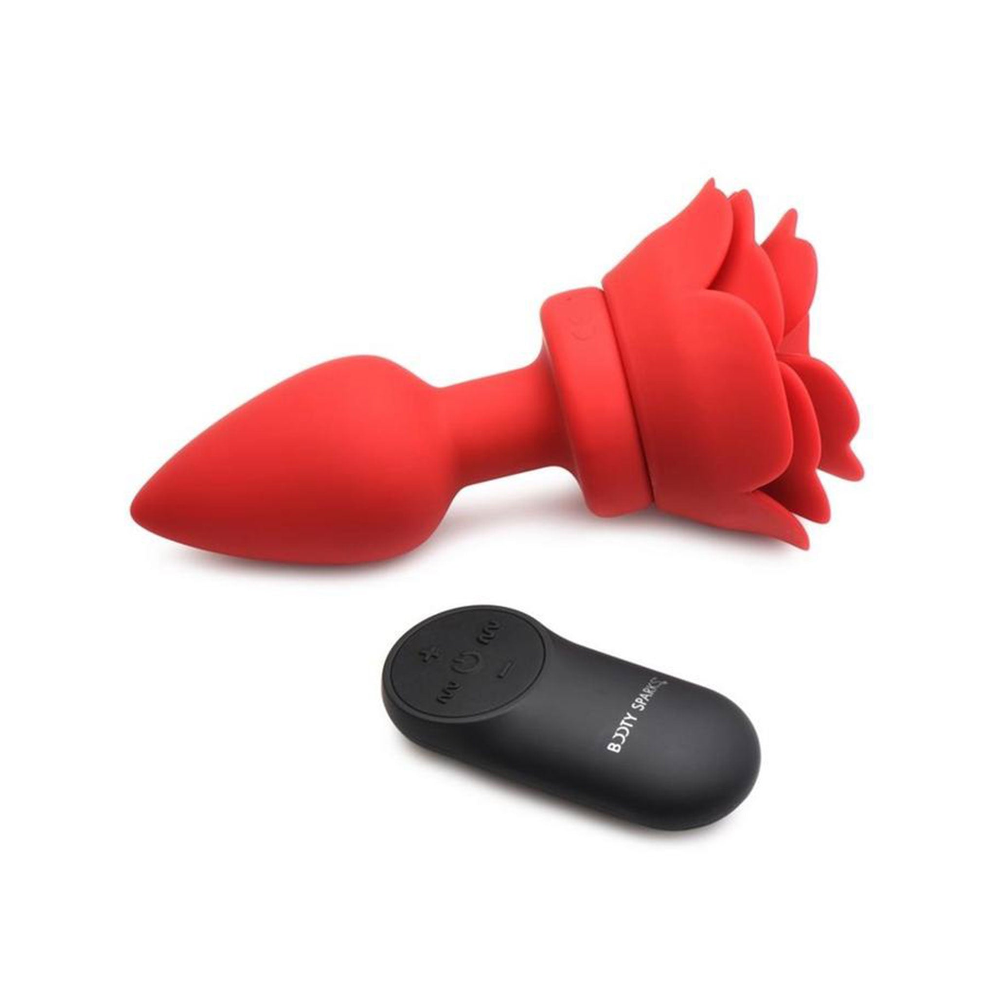 Silicone ABS-plastic insertable plug probe anal anal-plug anal-play anal-toys anal-vibe vibrator vibrating vibration vibe buttplug butt-plug butt-stuff rose-plug rose-blossom tapered splashproof remote-control usb-rechargeable pleasure aesthetics soft plush smooth adult-toys couples couples-play valentines gifts unisex red 