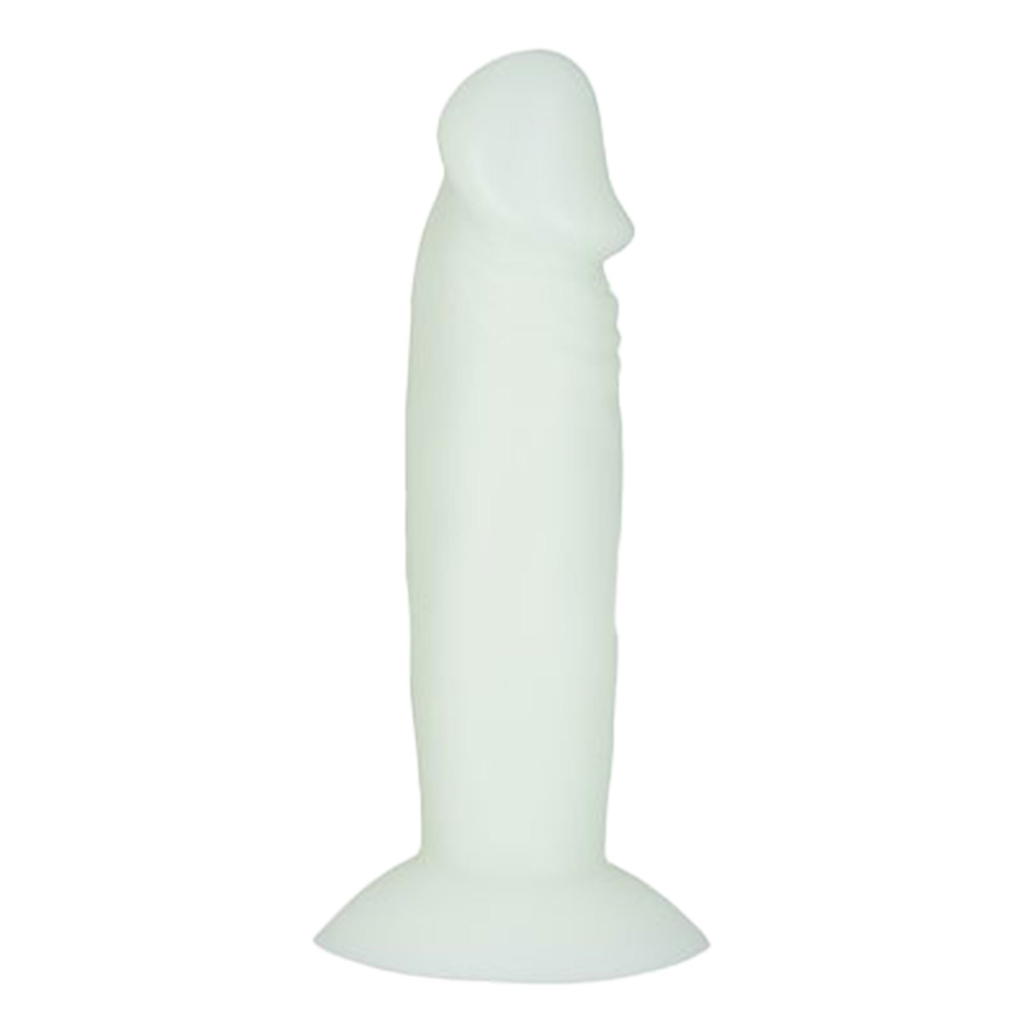 Silicone dildo dong mini miniature compact travel size suction cup non-vibe non-vibrating glow-in-the-dark gift green