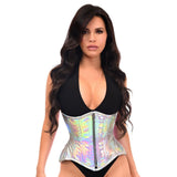 Silver Holo Double Steel Boned Underbust Waist Cincher Corset