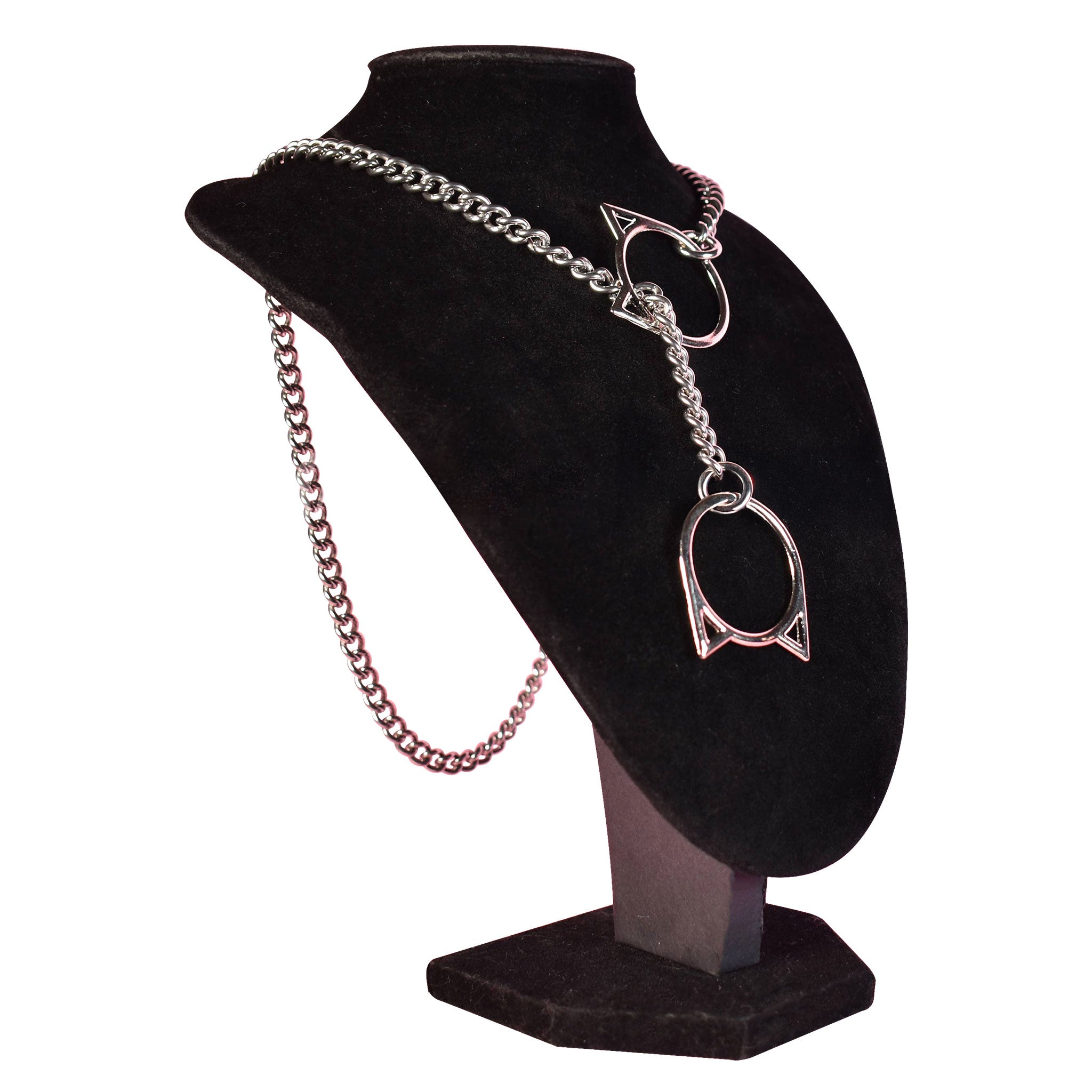 Stainless-steel chain accessories jewelry necklace choker collar choke-chain jump-chain slip-chain jump-rings cat-shaped cat kitty kitten tugging pulling tugproof tug-proof fetish fashion alt-fashion bdsm bdsm-play bondage domination submission kink kinky kinky-play pet-play pup-play feline-play kitty-play silver