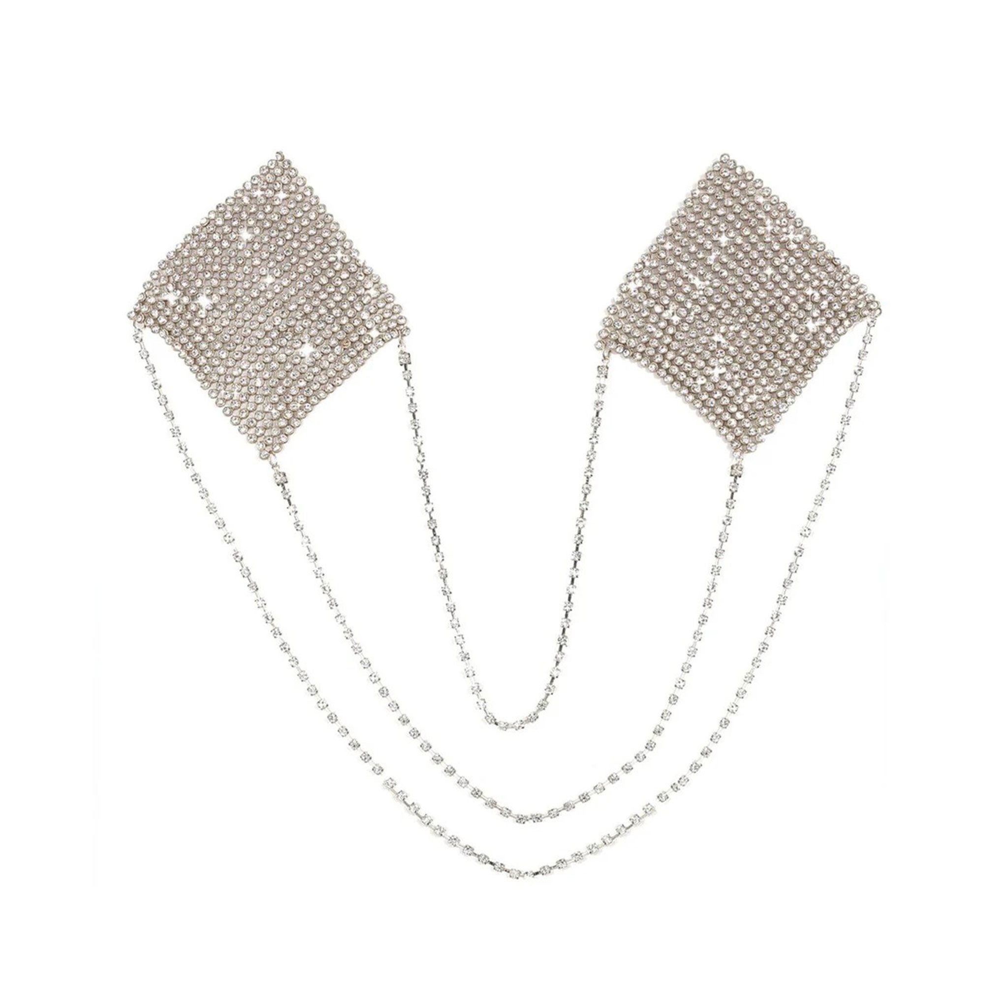 Chainmail chain-mail chains hanging-chains rhinestones rhinestone-gems accessories intimates pasties nipple nipple-pasties nipple-covers jewel shiny flashing beautiful sparkly fashion alt-fashion clubwear dancewear festivalwear partywear costume cosplay halloween valentines unisex clear silver