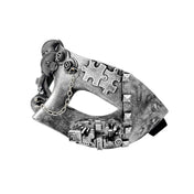 Plastic molded-plastic elastic accessories mask eye-mask gear steampunk steam-punk puzzle industrial chain hanging-chains puzzle-piece mechanical sci-fi fantasy costume cosplay Halloween masquerade masquerade-ball unisex silver