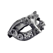 Plastic molded-plastic elastic accessories mask eye-mask gear steampunk steam-punk puzzle industrial chain hanging-chains puzzle-piece mechanical sci-fi fantasy costume cosplay Halloween masquerade masquerade-ball unisex silver