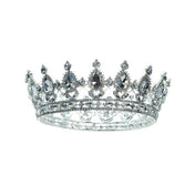 Metallic alloy rhinestones accessories head-gear crown full-round circular teardrop pave-set peaks inner-loops hair-loops encrusted shiny sparkling lightweight brilliant reflective sturdy elegant sophisticated fashion alt-fashion regal imperial royal punk goth gothic festival renfaire renaissance festival costume cosplay halloween halloween-accessories prince princess king queen prom unisex silver silver-plated