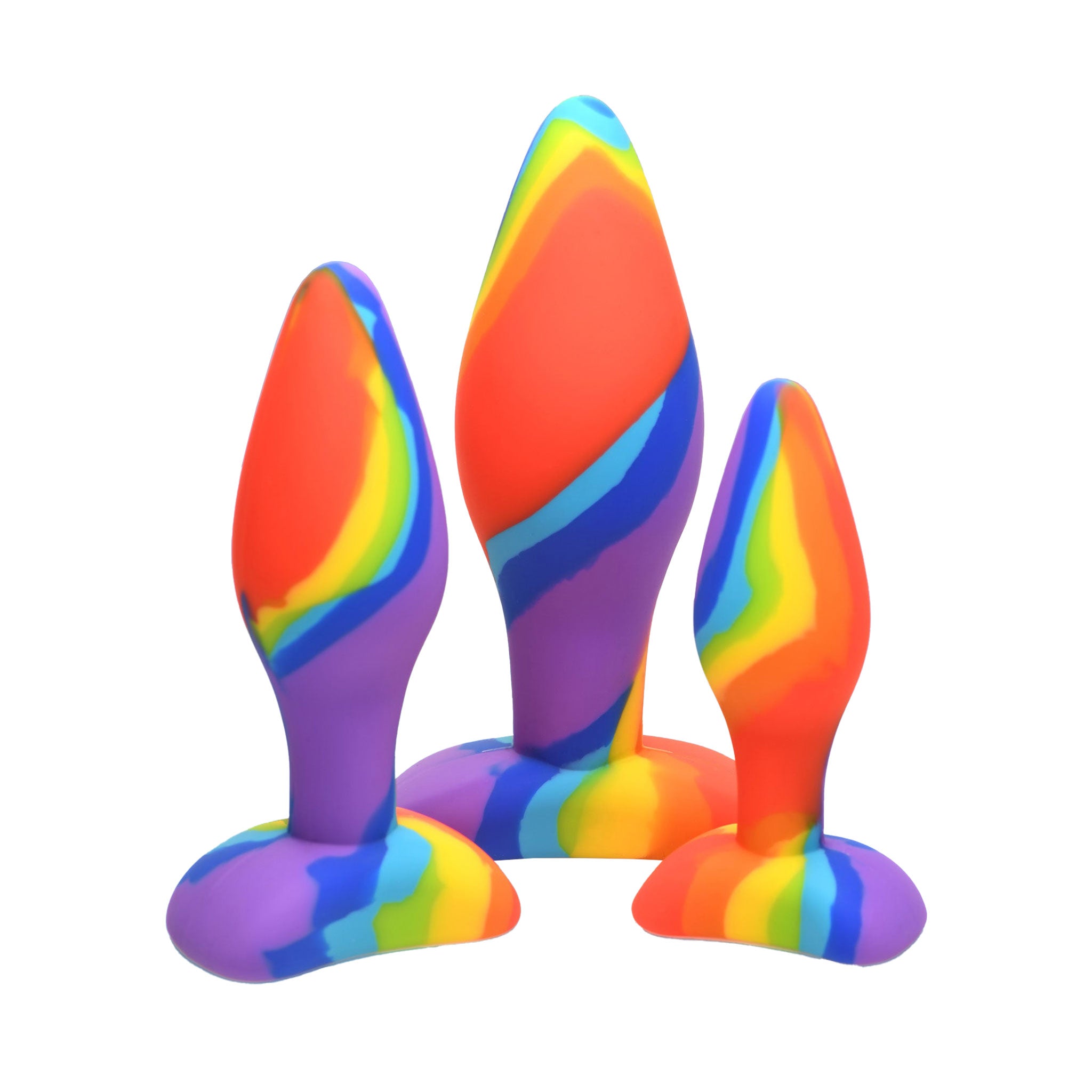 Silicone phthalate-free latex-free anal butt plug anal-plug butt-plug buttplug set training graduated 3pc 3-piece three-piece non-vibe nonvibe non-vibrating nonvibrating pride anal-toys adult-toys rainbow