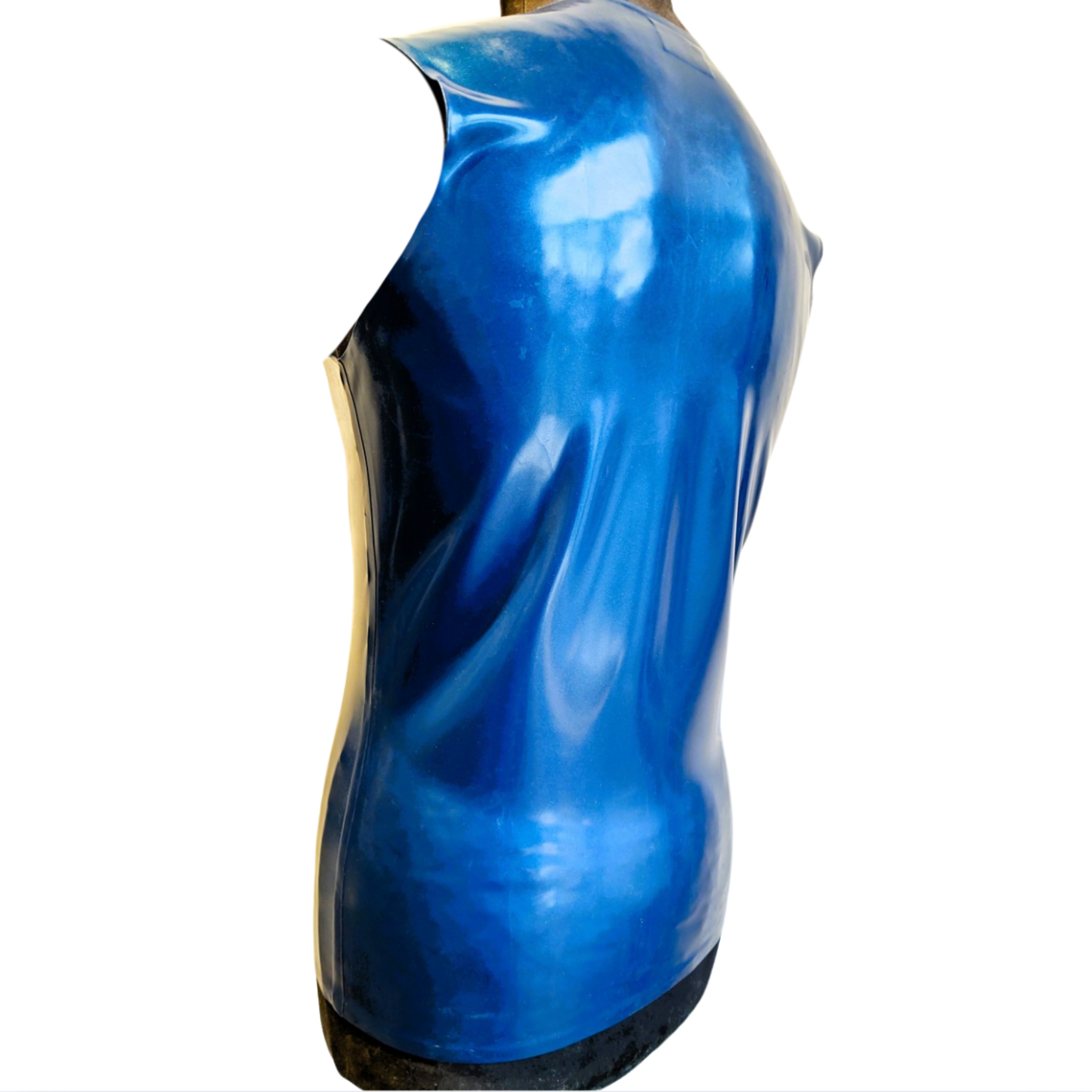 Sleeveless latex zip top in high-quality 0.5mm latex with a front zipper for a sleek, form-fitting look.
