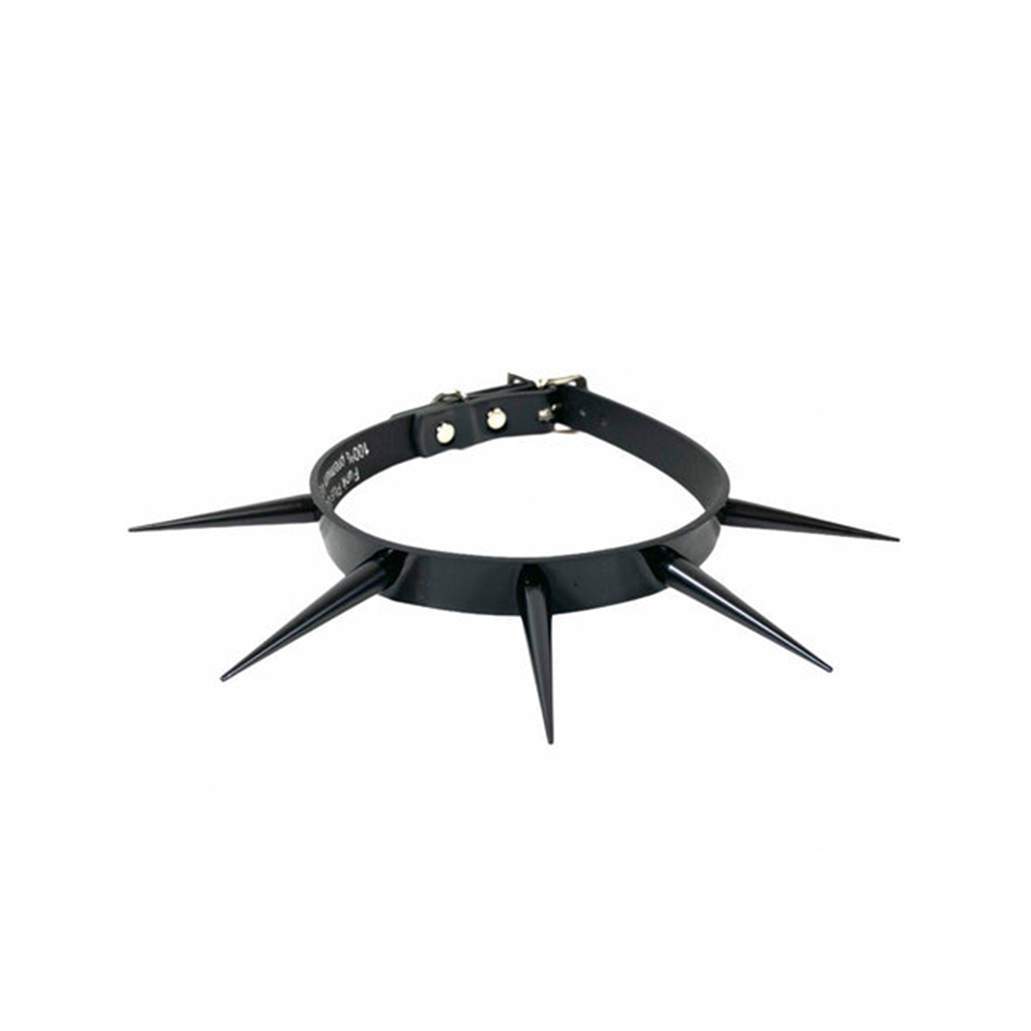 Leather patent glossy shiny vegan faux collar choker long spikes pin spiked spikes bondage bdsm fetish fetish-fashion alt-fashion kink kinky accessories black