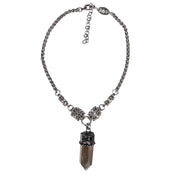 Quartz smoky-quartz morion-quartz copper electroplated-copper stainless-steel accessories jewelry spiritual-jewelry choker adjustable byzantine-maille braided-chain wheat-braid lobster-clasp hand-crafted handcrafted fashion alt-fashion boho bohemian boho-chic goth gothic emo punk industrial rocker witch wicca fairy medieval viking victorian renfaire date-night festival holiday gift unisex silver