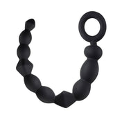 Silicone platinum-cured accessories anal anal-play anal-toys anal-plug anal-probe butt-plug buttplug anal-beads beaded-strand textured pull-ring pull-loop nonvibe nonvibrating non-vibe non-vibrating smooth beginner-safe surprising exciting stimulating variable variable-shapes graded-size warming body-heat sensory sensations bondage bdsm adult-toys unisex black