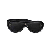 Leather elastic accessories restraints mask eyemask eye-mask blindfold padded-trim soft comfortable classic must-have fetish fashion alt-fashion bedroom bondage bdsm bdsm-gear bdsm-toys kink kinky kinky-toys sensory sensory-play sensory-deprivation unisex adult-toys black