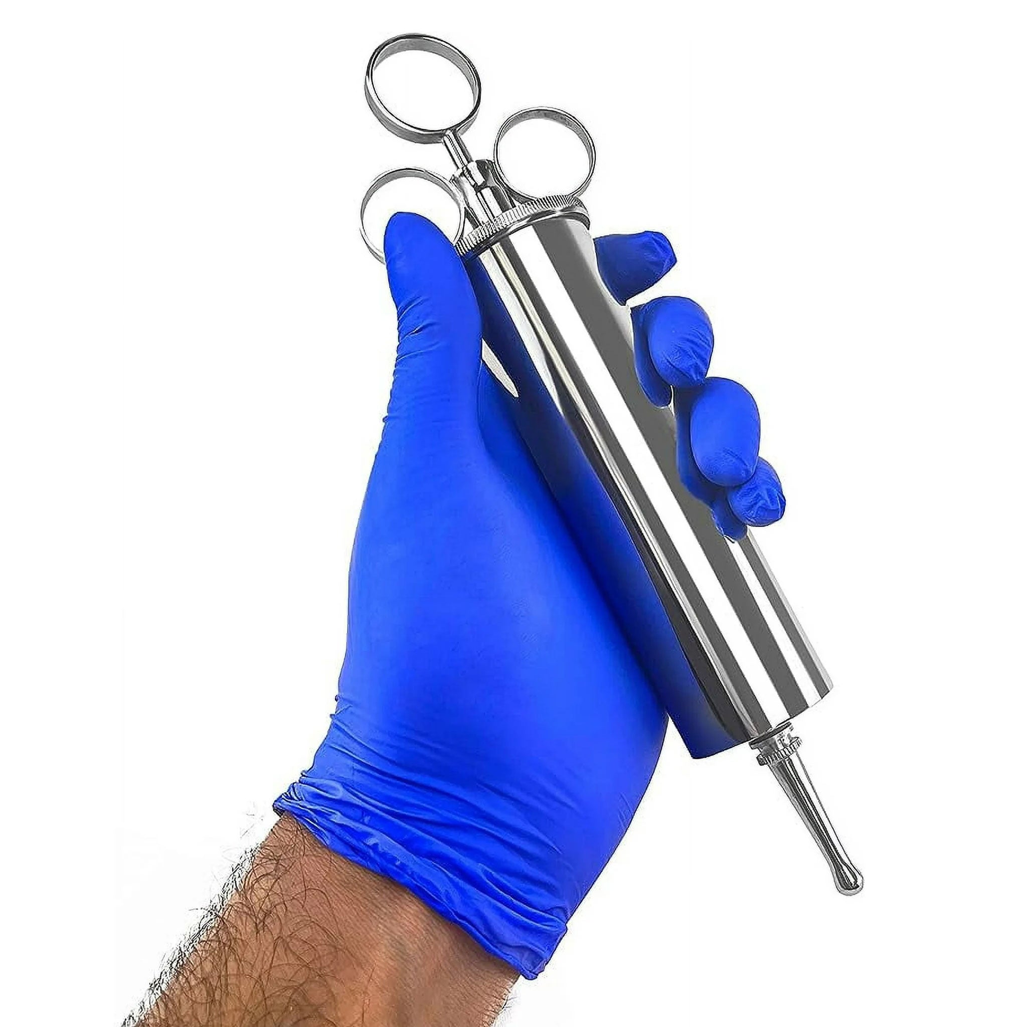Metallic solid-metal syringe enema douche nozzle removable catheter bulbous ring-plunger bdsm bdsm-play medical medical-play medical-toys kink kinky kinky-play doctor adult-toys silver