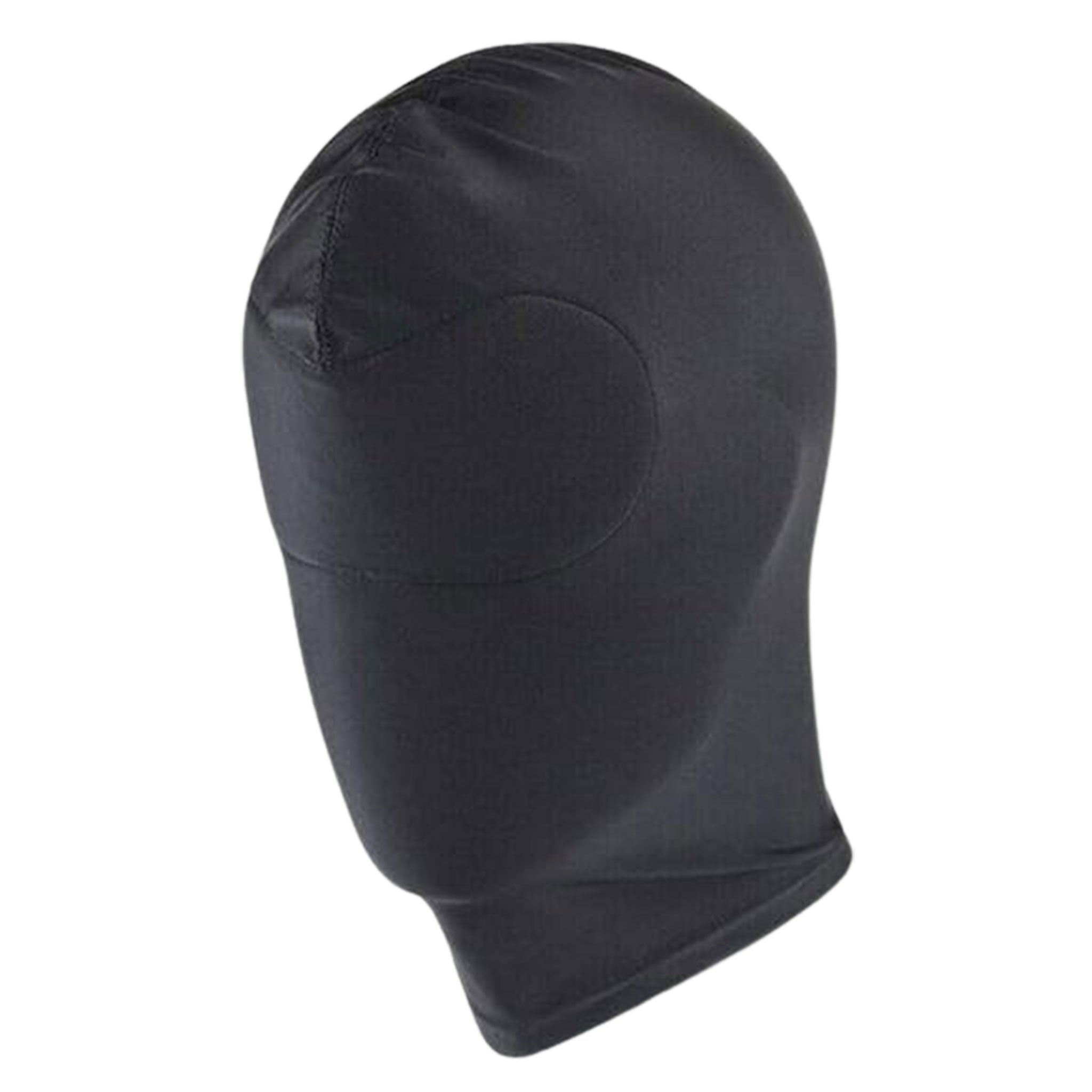 Spandex elastane accessories hood pullon pull-on non-anatomical nonanatomical no-eyes no-ears no-nose no-mouth foam-blindfold sewn-in stretchy matte breathable soft restricting compressing comfortable bdsm bondage sub submissive submission kink kinky kinky-play zentai depersonalization anonymous anonymity roleplay role-play unisex black