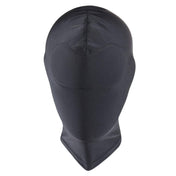 Spandex elastane accessories hood pullon pull-on non-anatomical nonanatomical no-eyes no-ears no-nose no-mouth foam-blindfold sewn-in stretchy matte breathable soft restricting compressing comfortable bdsm bondage sub submissive submission kink kinky kinky-play zentai depersonalization anonymous anonymity roleplay role-play unisex black