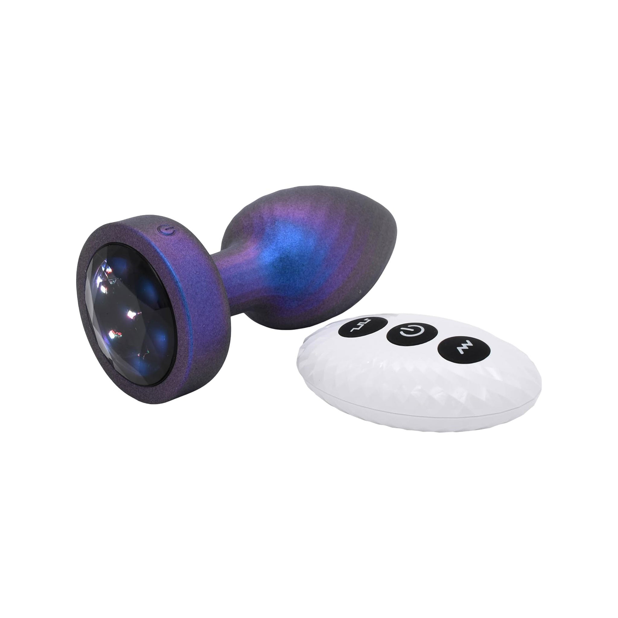 Silicone ABS-plastic accessories insertable vibe vibration vibrator anal-vibe plug probe textured LED-lights faceted-gem gem-base light-up rotating-neck sparkling compact rotating twisting swirling glowing playful fetish fashion alt-fashion alternative bedroom festival kink kinky kinky-toys kinky-play kinkwear anus anal anal-toys anal-play buttplug butt-stuff costume cosplay halloween stocking-stuffers gifts adult-toys unisex blue