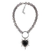 Onyx silver electroplated-silver stainless-steel accessories jewelry spiritual-jewelry gemstone faceted-gemstone gemstone-jewelry choker heart-charm spiked-heart blackheart black-heart adjustable lobster-clasp bold chunky thick stylish wild hand-crafted handcrafted fashion alt-fashion boho bohemian boho-chic goth gothic emo punk industrial rocker witch wicca fairy medieval viking victorian renfaire date-night festival holiday valentine st-valentine saint-valentine gift unisex black silver