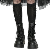 Spike Knee High Socks Black O/S