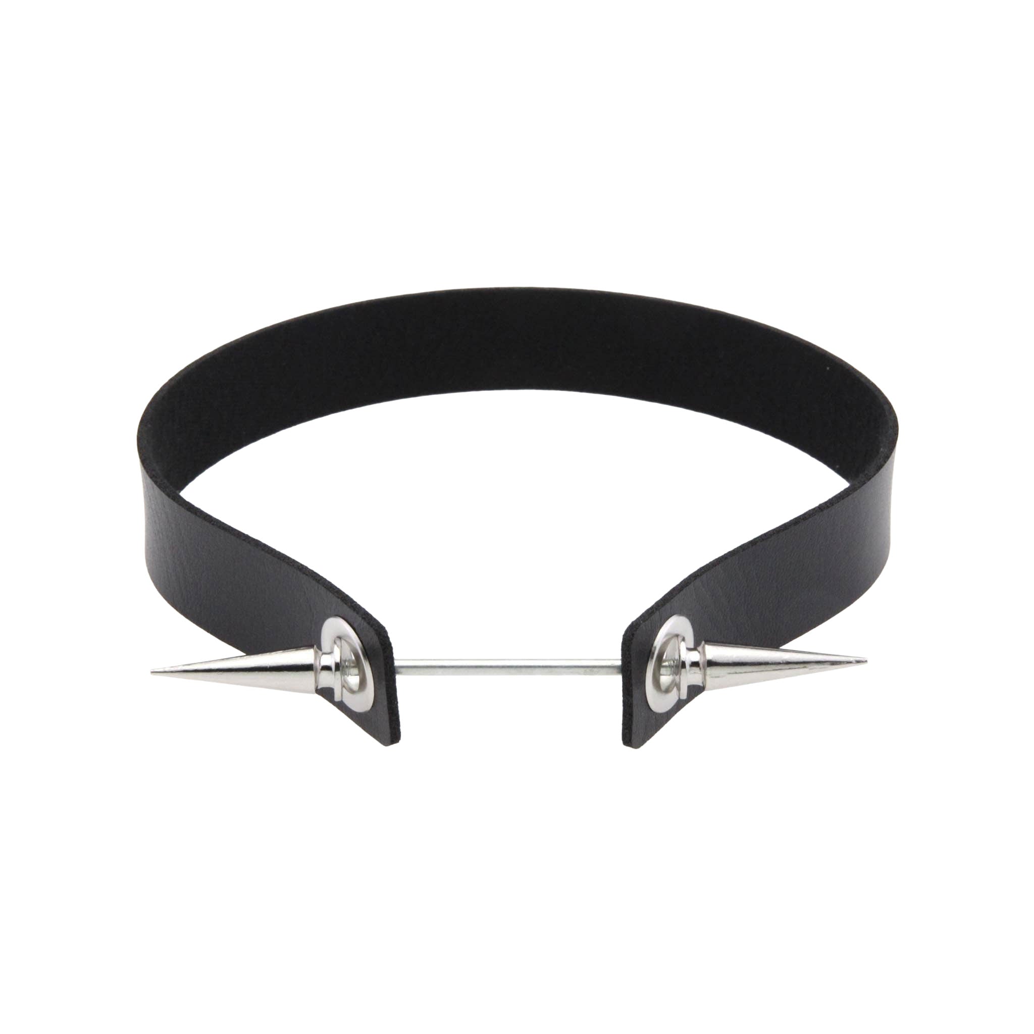 Leather PU-leather faux-leather metallic-alloy accessories neckwear collar choker barbell screw-on spike spiked spikes tree-spikes large-spikes adjustable sexy extreme exaggerated edgy unique pointy high-quality durable comfortable lightweight versatile fashion-forward trendy fetish fashion alt-fashion alternative punk goth gothic bedroom dungeon clubbing clubwear festival nightclub bondage bdsm bdsm-gear kink kinky kinkwear costume cosplay anime halloween halloween-accessories unisex black