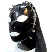 Latex rubber accessories latex-accessories head-gear hood latex-hood mask anatomical spike spikes spiked short-spikes magnetic-hair magnetic-ponytail high-ponytail back-zip zipper hair-shield shiny glossy spicy sexy striking fetish fashion alt-fashion alternative punk goth gothic cyber cyberpunk bondage bdsm bdsm-gear bdsm-hood bdsm-toys kink kinky kinkwear costume cosplay halloween unisex black black-hair